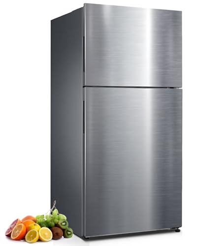 Techomey 30" Top Freezer Refrigerator, 18.0 Cu. Ft. Frost Free Upright Freezers, Freestanding Full Size Fridge, Standing Apartment Size Fridge for Garage Ready, Kitchen, Stainless Steel