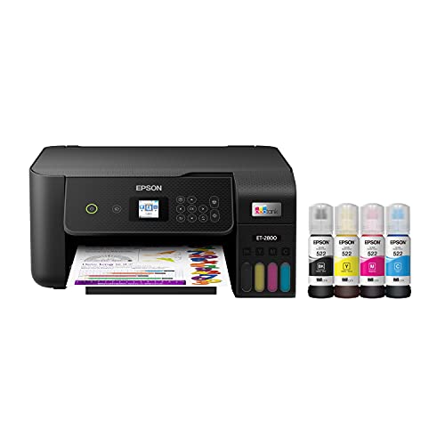 Epson EcoTank ET-2800 Wireless Color All-in-One Cartridge-Free Supertank Printer with Scan and Copy – The Ideal Basic Home Printer - Black