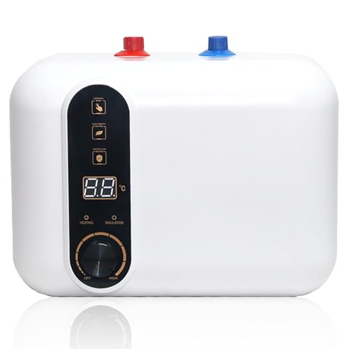 Goyappin 2.6 Gallon Hot Water Heater Electric LED Display Under Sink Water Heater Plug in 120V Tank on Demand,1500W Under Counter Cupboard