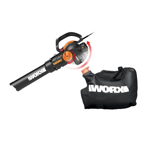 WORX WG512 Trivac 2.0 Electric 12-amp 3-in-1 Vacuum Blower/Mulcher/Vac, Black and Orange