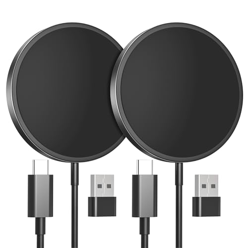 2 Pack Magnetic Wireless Charger iPhone, 15W Mag-Safe Charger for iPhone 16/15/ 14/13/ 12 Pro Max Plus Mini and Airpods 3/2/ Pro 2 (Black)