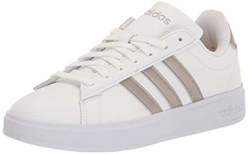 adidas Women's Grand Court 2.0, White/Platin Metallic/Platin Metallic, 9