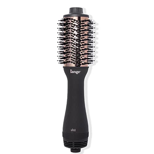 L'ANGE HAIR Le Volume 2-in-1 Titanium Brush Dryer | Hot Air Blow Dryer Brush in One with Oval Barrel | Hair Styler for Smooth, Frizz-Free Results for All Hair Types (Black - 60mm)