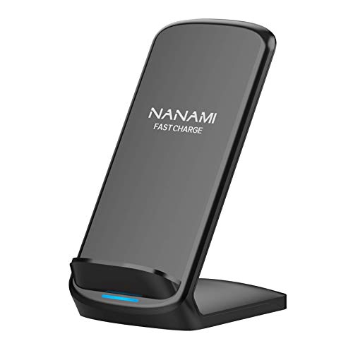 NANAMI Upgraded 15W Fast Wireless Charger, Wireless Charging Stand Compatible with iPhone 16/15/14 Pro Max/13/12/11/XR/XS Max/X/8, Qi Charger for Samsung Galaxy S25/S24/S23/S22/S21/S20 fe/S10/S9