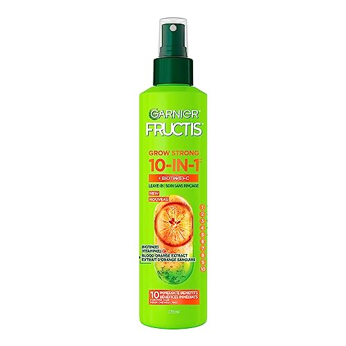 Garnier Fructis Grow Strong Thickening Hairspray for Fine Hair, with Biotin &amp; Vitamin C, 10-in-1 Benefits &amp; Heat Protectant, 239ml
