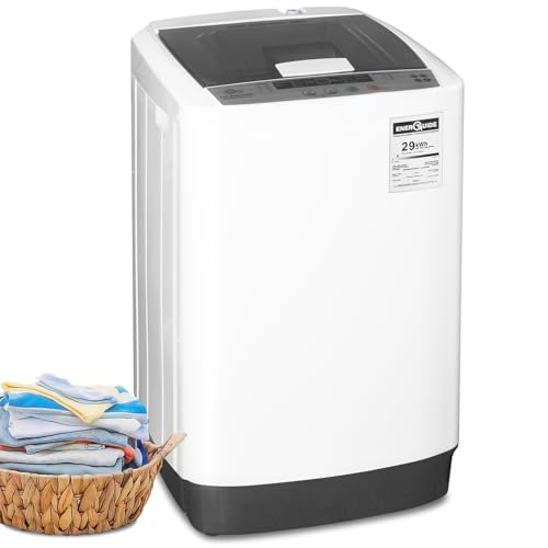 RUN.SE Portable Washing Machine 1.1Cu.Ft. 10lbs 2-in-1 Full Automatic Washer with Spinner Combo, 10 Programs, 8 Water Level, 24H Appointment, for RV Apartment Dorm, Only for Floor Drain Drainage