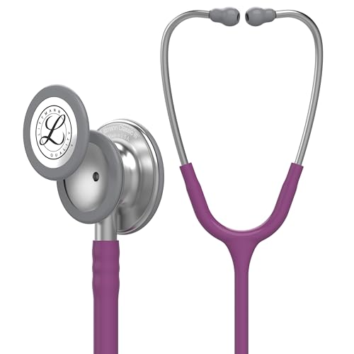 3M Littmann Classic III Monitoring Stethoscope, 5831, More Than 2X as Loud*, Weighs Less**, Stainless Steel Chestpiece, 69 cm (27") Plum Tube