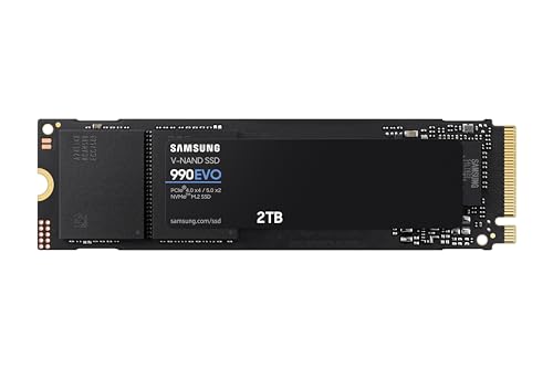 SAMSUNG 990 EVO SSD 2TB, PCIe 5.0 x2 M.2 2280, Speeds Up-to 5,000MB/s, Upgrade Storage for PC/Laptops, HMB Technology and Intelligent Turbowrite (MZ-V9E2T0B/AM)[Canada Version]
