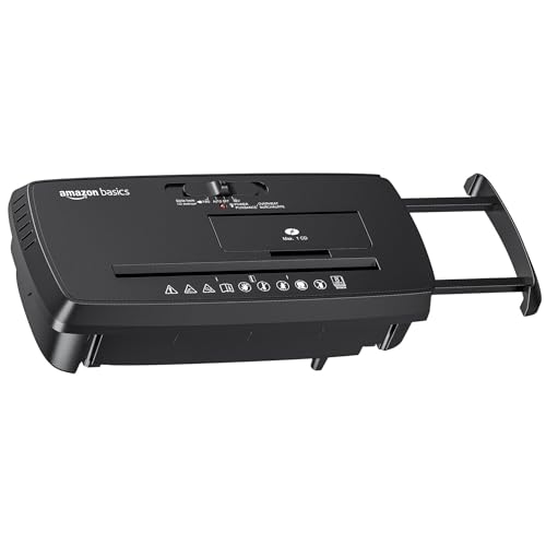 Amazon Basics 8-Sheet Strip-Cut Paper, CD, and Credit Card Shredder, Compact, No Basket