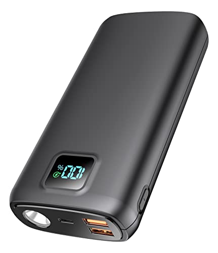 Portable-Charger-Power-Bank - 40000mAh Power Bank PD 30W and QC 4.0 Quick Charging Built-in Bright Flashlight LED Display 2 USB 1Type-C Output for Most Electronic Devices on The Market (Matte Black)