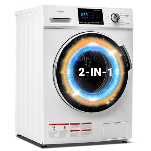 Smad 24" All-in-One Washer and Dryer Combo, 2.7 Cu. Ft Ventless Washer Dryer Combo with Child Lock, Low Noise and Easy Store for Laundry, Apartments, RV and Compact Space, White