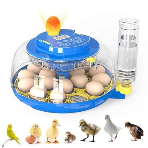 Clear Window 18 Egg Incubator,Digital Poultry Incubators with Automatic Egg Turning and Humidity Control,General Purpose Incubator for Hatching Chicken Ducks Goose Quail(Color:Blue)