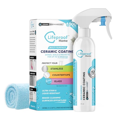 Lifeproof Home Ceramic Coating Spray Kit - Shine, Seal, &amp; Protect Stainless Steel, Appliances, Countertops, Glass &amp; More Kitchen + Bath Surfaces - Repels Stains, Grime, Fingerprints, Liquids &amp; More!