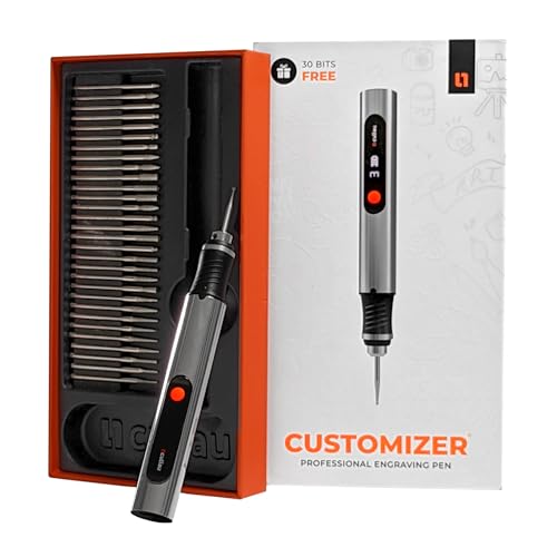 Culiau's Customizer Engraving Pen: Ultimate Cordless Portable for Artists &amp; DIYers - Engrave 50+ Surfaces - Beginner Friendly - Rechargeable - Free 30 Bits &amp; Mastery Guide