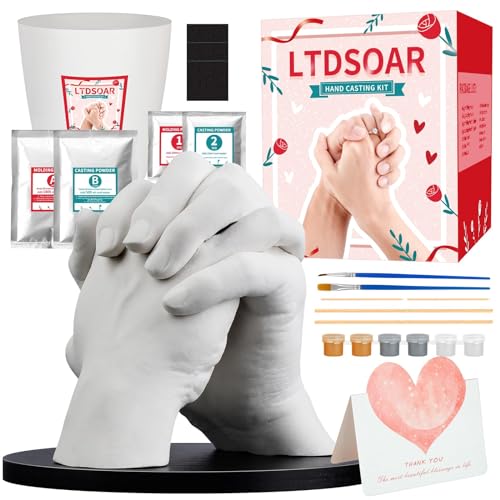 LTDSOAR Hand Casting Kit Couples with Practice Kit, Hand Mold Kit for Adults &amp; Kids, Romantic Anniversary Wedding Birthday for Her or Him,Boyfriend Girlfriend Unique