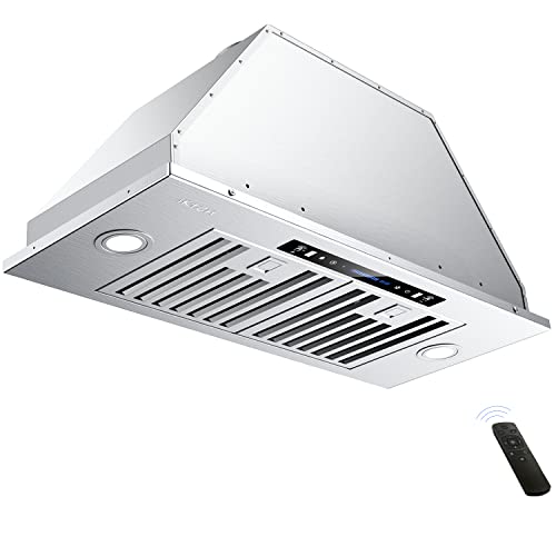 IKTCH 30 inch Built-in/Insert Range Hood 900 CFM, Ducted/Ductless Convertible Duct, Stainless Steel Kitchen Vent Hood with 4 Speed Gesture Sensing&amp;Touch Control Panel(IKB01-30)