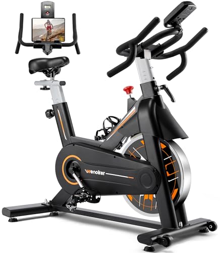 Exercise Bike, WENOKER Stationary Bike for Home, Indoor Bike with Silent Belt Drive, Heavy Flywheel, Comfortable Seat Cushion and Upgraded Digital Display