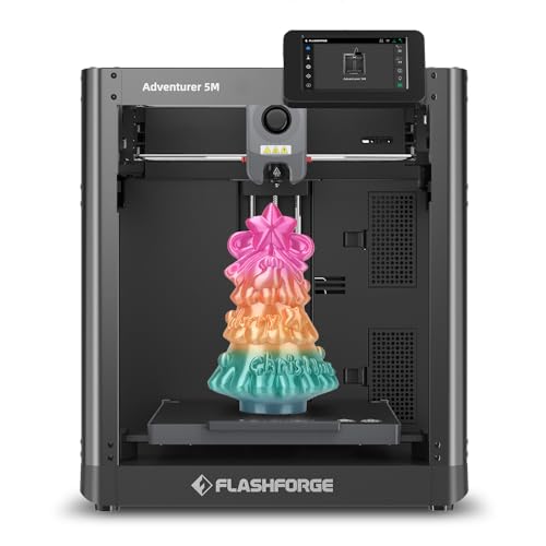 FLASHFORGE Adventurer 5M 3D Printer, 600mm/s High-Speed, 1 Click Fully Auto Leveling, Upgraded Direct extruder Quick Detachable 280°C Nozzle, Dual-Sided PEI Coating Plate, Print Size 220x220x220mm