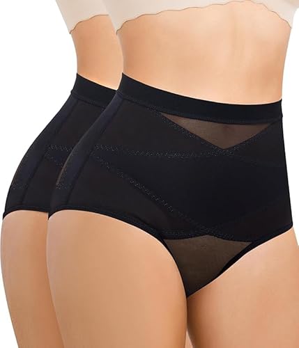 Nebility 2 Piece Shapewear for Women Tummy Control Panties Butt Lifting Underwear Seamless Lower Belly Briefs Body Shaper Black