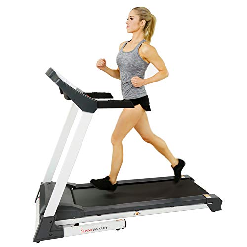 Sunny Health &amp; Fitness SF-T7515 Smart Treadmill with Auto Incline, Speakers, Bluetooth, LCD and Pulse Monitor, Phone Function, 240 LB Max Weight, Grey