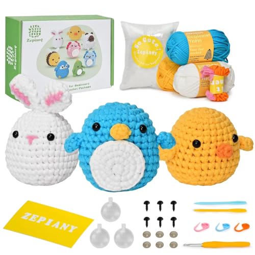 Crochet Kit for Beginners, Crochet Animal Kit, Beginner Crochet Kit - Gift for Birthdays, Crochet Kits for Kids and Adults with Step-by-Step Video Tutorials