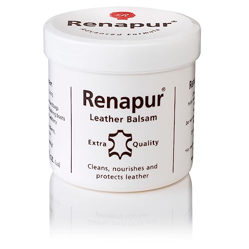 Renapur Leather Balsam, Natural Conditioner, Protector and Restorer — for Leather Furniture, footwear, Purses &amp; Bags, Car interiors &amp; Bikes, Saddlery &amp; Tack. (6.7 fl oz + Applicator Sponge)