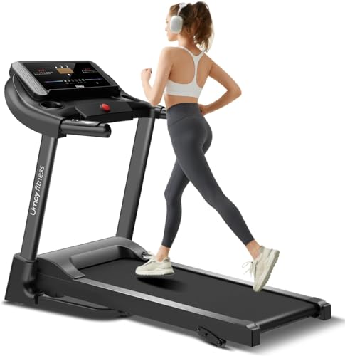 UMAY Fitness Treadmill with 3-Level Incline, Treadmills for Home Auto Folding with Pulse Sensors, 300 LBS Capacity, 3.0HP Quiet Brushless, Max 8.7 MPH (Treadmill)