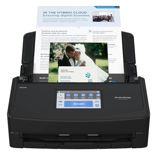 ScanSnap iX1600 Wireless or USB High-Speed Cloud Enabled Document, Photo &amp; Receipt Scanner with Large Touchscreen and Auto Document Feeder for Mac or PC, Black