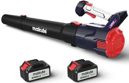 makute Cordless Leaf Blower, Snow Blower, 2x4.0Ah Battery and Charger Included, 580CFM/160MPH 20V Electric Leaf Blower for Blowing Leaves, Snow, Dust