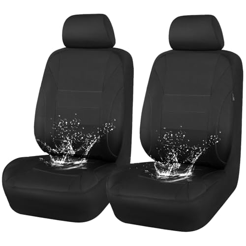 CAR PASS Neoprene Waterproof Two Front Car Seat Covers Set- Universal Fit for Vehicles, Airbag Compatiable(Black)