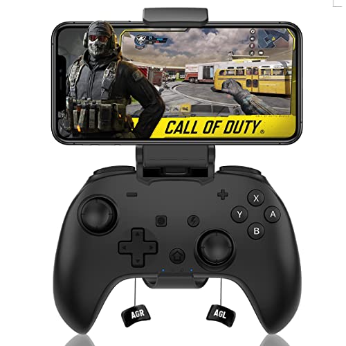 arVin Bluetooth Controller for iPhone/iPad/iOS/Android/Tablet/Switch Controller, Wireless Gaming Gamepad for iPhone14/13/12/11, Samsung Galaxy S22/S21/S20 Ultra with Phone Holder, Back Button, Turbo