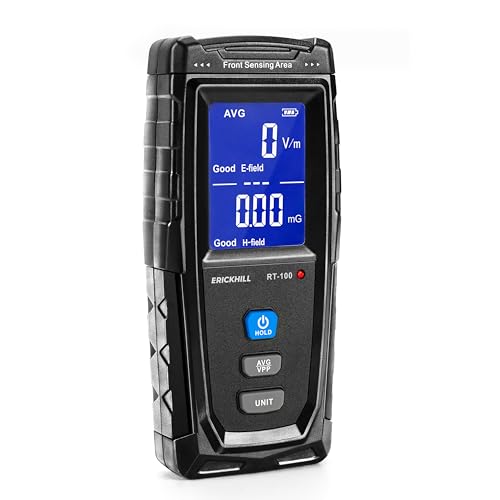 ERICKHILL EMF Meter, Rechargeable Digital Electromagnetic Field Radiation Detector Hand-held Digital LCD EMF Detector, Great Tester for Home EMF Inspections, Office, Ghost Hunting (RF Not Included)