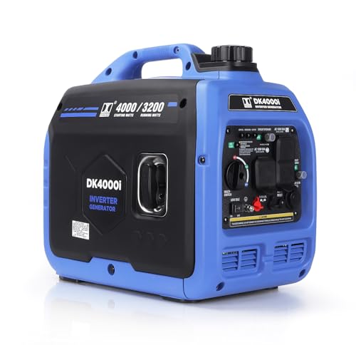 Upgraded Version 4000W Portable Inverter Generator, Low Temperature Start-up, Gas-Powered, Lightweight, Long Run Time, CO Alert, for RV Camping Outdoor Cool （DK4000i）