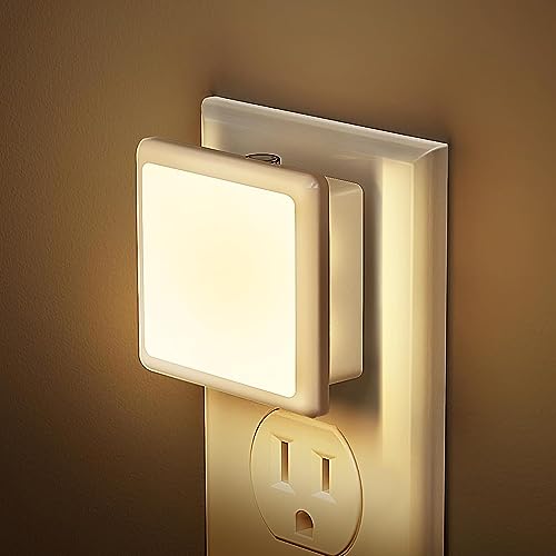 Night Lights Plug into Wall, JandCase Soft White Night Light 3000K, [2 Pack] Night Light with Dusk to Dawn Light Sensor, 0.3W LED Nightlight for Kids, Bedroom, Kitchen, Bathroom Night Light