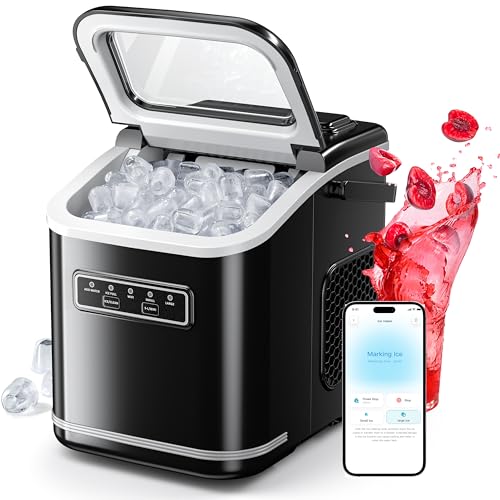 ecozy Smart Ice Makers Countertop, Portable Ice Maker with App Remote &amp; Voice Control, 9 Bullet Ice Cubes in 6 Mins, 26lbs/24Hrs, Self-Cleaning, Quiet Ice Maker Machine for Home Kitchen Office RV