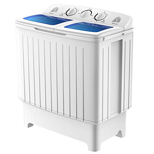 DORTALA Portable Washing Machine, 20 Lbs Twin Tub Washer &amp; Spinner, Compact Laundry Washer for RV, Apartments and Dorms, Blue + White