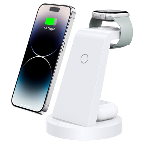 3 in 1 Charging Station for iPhone - Wireless Charger for Apple Products Multiple Devices - Charging Dock Stand for AirPods (for iPhone 16 15 14 13 pro 12 11 X Max)