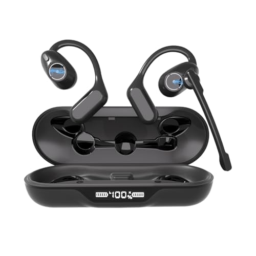 iDIGMALL Bluetooth 5.4 Headset w/Detachable Microphone, Open Ear Headphones w/Noise Canceling Mic &amp; Mute for Call, Multipoint Wireless Earbuds w/Charging Case for Office Home Work Driving Travel, 60H