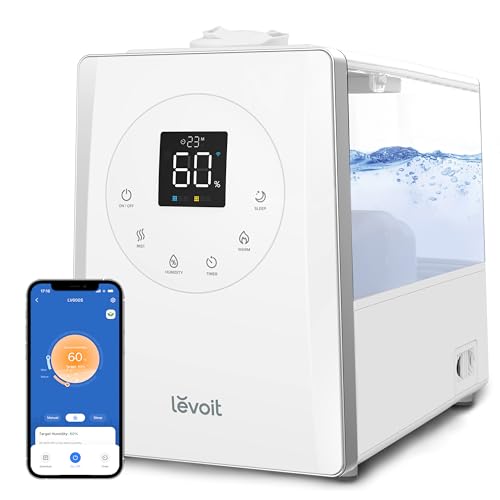 LEVOIT LV600S Smart Warm and Cool Mist Humidifiers for Home Bedroom Large Room, (6L) 753ft² Coverage, Quickly &amp; Evenly Humidify Whole House, Easy Top Fill, App &amp; Voice Control - Quiet Sleep Mode