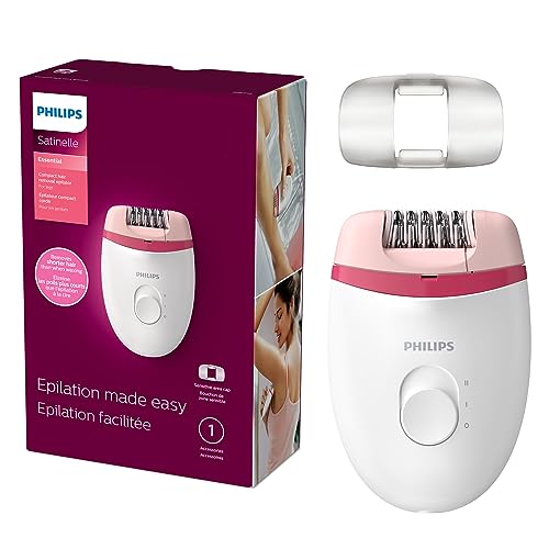 Philips Female Grooming Satinelle Essential Corded Compact Women's Epilator with Ergonomic Handle, BRE235/04