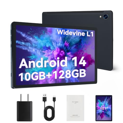 HiGrace 10 inch Tablet, Android 14 Tablet Octa Core Processor, 10GB+128GB/1 TB Expansion, 1280x800 HD IPS Display, Wi-Fi 6, Dual Camera, 5000mAh Powerful Performance Tablet – Black