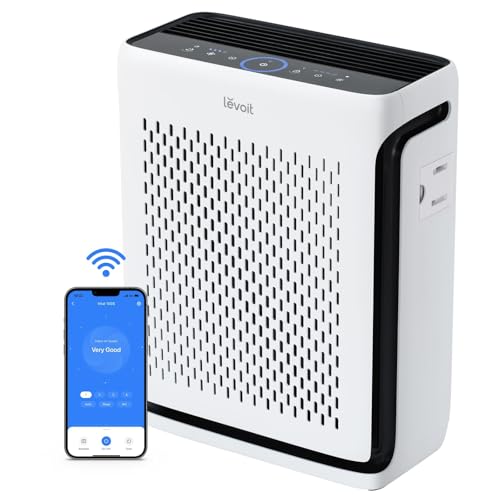 LEVOIT Air Purifiers with Washable Filters for Large Room Bedroom Home, Smart WiFi Air Quality Monitor, HEPA Sleep Mode and Auto Mode, Removes Pet Hairs, Allergies, Pollen, Smoke, Dust, Vital100S