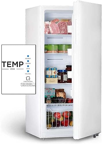 Techomey 13.8 Cu.ft Upright Freezer, Garage Standing Freezer, Convertible Stand up Refrigerator for Home with Front Single Door for Renters, Apartment, Office, Kitchen, White