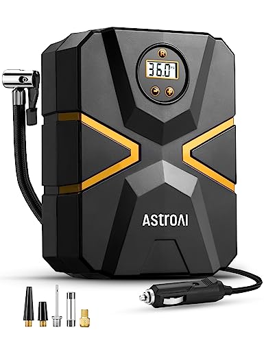 AstroAI Tire Inflator Air Compressor 12V DC, Digital Car Tire Pump 150 PSI, Preset Tire Pressure &amp; Auto Shutoff, Electric Air Pump for Car Tyres, Bicycles, Other Inflatables, Yellow