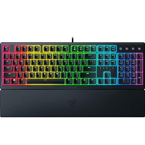 Razer Ornata V3 Gaming Keyboard: Low Profile Keys - Mecha Membrane Switches - UV Coated Keycaps - Backlit Media Keys - 10 Zone RGB Lighting - Spill Resistant - Magnetic Wrist Wrest - Razer Snap Tap