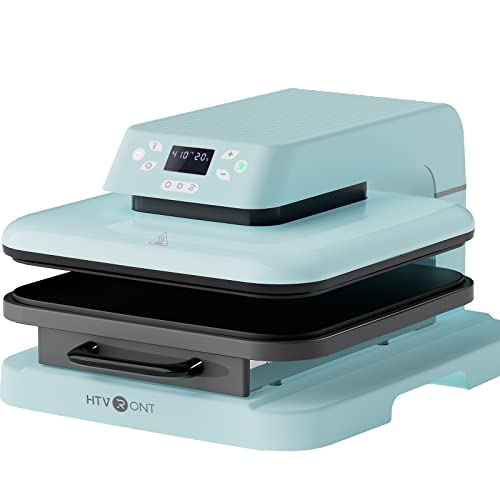 HTVRONT Auto Heat Press Machine - 15''x15'' Smart for T-Shirts Up Fast &amp; Distribute Evenly, Intelligent Tshirt HTV, Sublimation, Transfer Projects, Light Blue