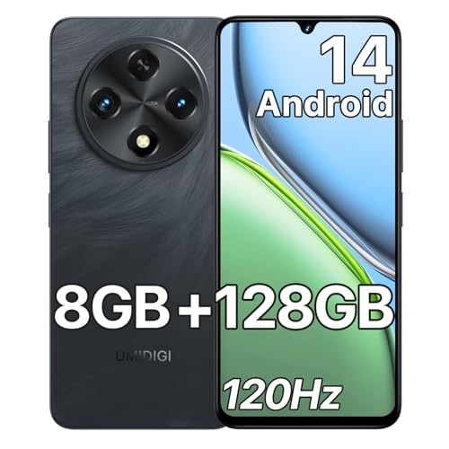 UMIDIGI Unlocked Phone G100A, 6.9" HD+ 120Hz Display, Android 14 Cell Phone, 6000mAh Battery Smartphone, 8+128GB/1TB TF, UNISOC T615, 13MP Camera, 4G Dual SIM Phone, Face ID/Fingerprint, GPS