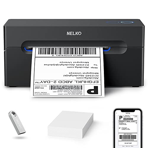 Bluetooth Shipping Label Printer, NELKO Wireless 4x6 Thermal Shipping Label Printer for Small Business, Support iPhone, Android, Windows, MAC and Chrome OS, Widely Used for Canada Post, Amazon, Etsy