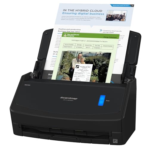 ScanSnap iX1400 High-Speed Simple One-Touch Button Colour Document, Photo &amp; Receipt Scanner with Auto Document Feeder for Mac or PC, Black