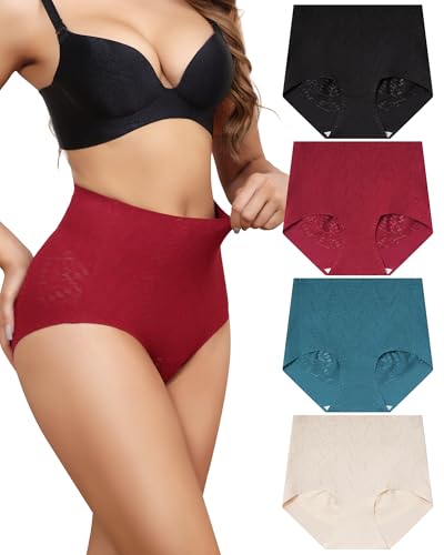 Levao High Waist Tummy Control Underwear for Women Seamless Briefs Full Coverage Panties 4 Pack S-XXL